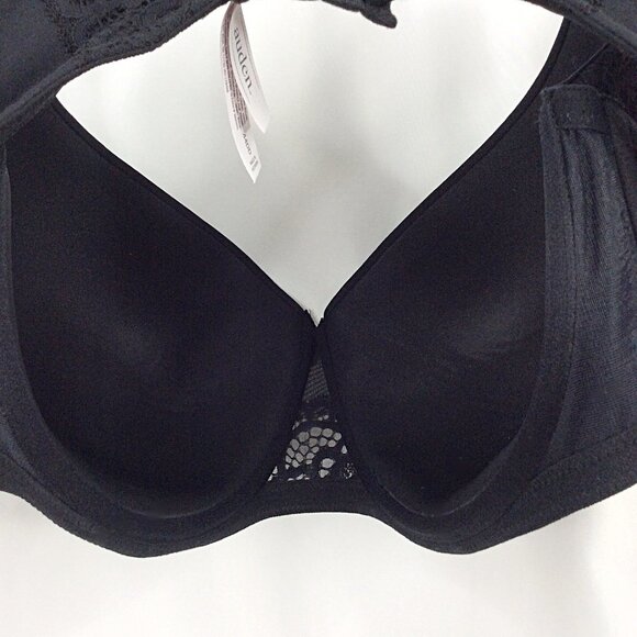 Auden Lightly Lined Underwired Bra 44D Black Lace Back Closure - Picture 5 of 6